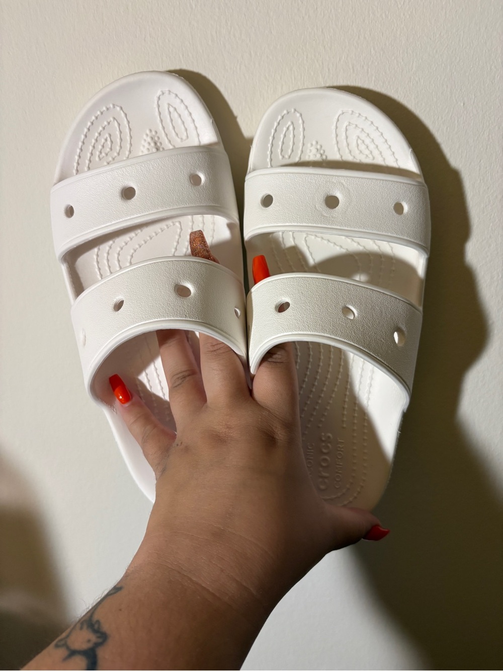 White Double-Strap Slide Sandals
